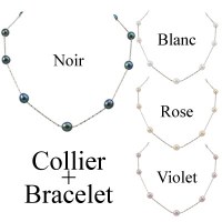 Parure Collier Bracelet Perles de Culture Ovales