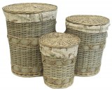 Lot de 3 coffres à linge ronds en osier