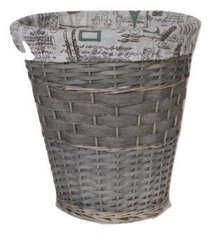 PANIER A LINGE ROND EN OSIER ET TISSU