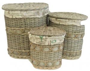 Lot de 3 coffres a linge en osier ovales