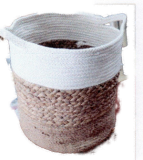 Corbeille ronde en jonc et coton