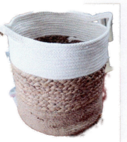 Corbeille ronde en jonc et coton