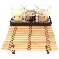 Coffret 3 Bougies Verre Parfumees Cire Bambou