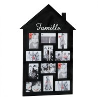 Pêle-mêle 12 photos - cadre multi photos en forme de maison - noir