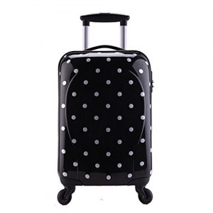 Valise Taille Cabine rigide noir blanc ultra leger shine 4 roues PARTY PRINCE