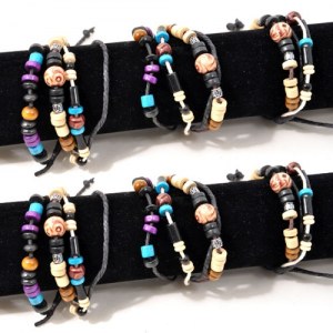 Lot de 6 bracelets perles en bois