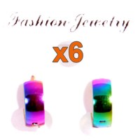 Lot de 6 boucles d'oreilles colorées
