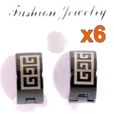 Lot de 6 boucles d'oreilles noires