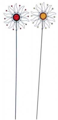 Lot de 2 Piques Métalliques "Soleil"