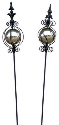 Lot de 2 Piques Métalliques "Sphère argentée"