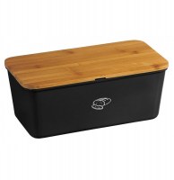 Boîte à pain en mélamine avec planche à pain intégrée - noir - c