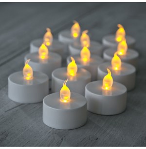 Bougies à led flamme jaune - piles incluses - lot de 18