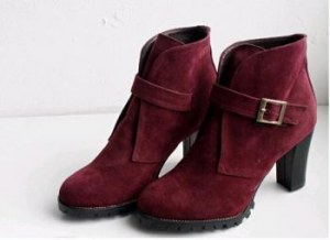 Bottines à talons boucles Rouge