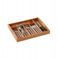 Plateau à couverts en bambou - bac de rangement à poignées