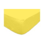 Drap housse 90 x 200 cm 100% coton - jaune - linge de lit