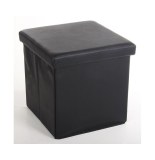 Pouf carré noir - coffre de rangement pliable