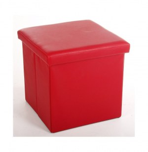 Pouf carré rouge - coffre de rangement pliable