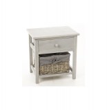 Meuble de chevet - table de nuit grise - 1 tiroir + 1 panier