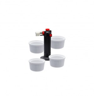 Coffret chalumeau et 4 ramequins pour crème brûlée maison