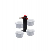 Coffret chalumeau et 4 ramequins pour crème brûlée maison