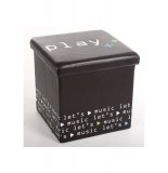 Pouf carré noir- coffre de rangement pliable - play