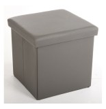 Pouf carré gris - coffre de rangement pliable