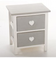 Meuble de chevet - table de nuit coeurs - 2 tiroirs