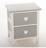 Meuble de chevet - table de nuit coeurs - 2 tiroirs