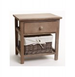 Meuble de chevet - table de nuit marron - 1 tiroir + 1 panier