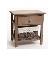 Meuble de chevet - table de nuit marron - 1 tiroir + 1 panier