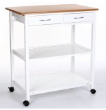 Desserte de cuisine avec roulettes - 2 tiroirs et 2 étagères - meubl