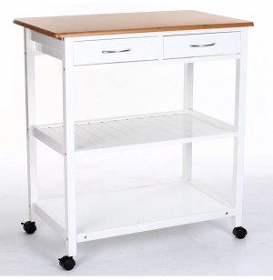 Desserte de cuisine avec roulettes - 2 tiroirs et 2 étagères - meubl