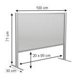 Cloison Écran de protection Plexiglass/Alu L 100 x H 71 cm