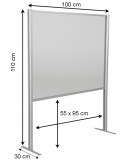 Cloison Écran de protection Plexiglass/Alu L 100 x H 110 cm