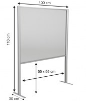 Cloison Écran de protection Plexiglass/Alu L 100 x H 110 cm