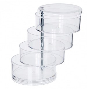 Boîte de rangement pour cosmétiques ronde - 4 compartiments