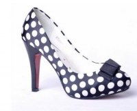 Escarpins à talons noeuds imprimés Pois Noir