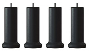 Pieds de lit Métal Noir hauteur 150mm Ø51mm avec socleØ70mm