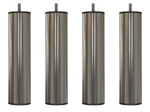 Pieds de lit Métal Couleur Inox Brossé hauteur 200mm Ø51mm