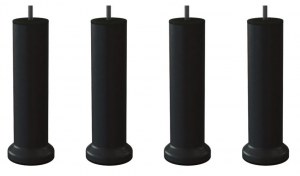 Pieds de lit Métal Noir hauteur 200mm Ø51mm avec socleØ70mm