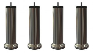 Pieds de lit Métal Couleur Inox Brossé hauteur 200mm Ø51mm avec Socle Ø70mm