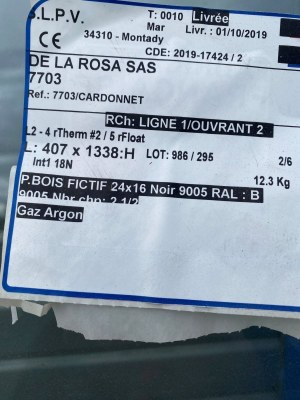 Porte-fenêtre bois double vitrage DE LA ROSA