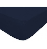 Drap housse 140 x 200 cm 100% coton - bleu nuit - linge de lit