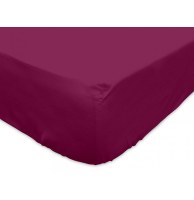 Drap housse 90 x 200 cm 100% coton - prune - linge de lit