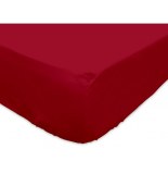Drap housse 90 x 190 cm 100% coton - rouge - linge de lit