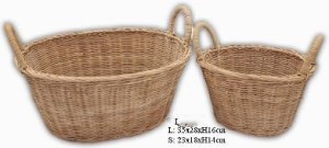 Lot de 2 CORBEILLES OAVALES en rotin