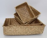 Lot de 4 corbeilles rectangulaires en bambou