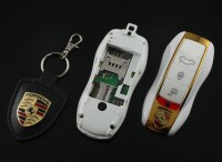 Mini téléphone Porsche / Clé de voiture (Blanc et Or)