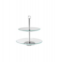 Serviteur 2 étages - présentoir en verre pour patisseries, apéritif