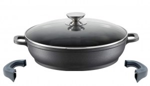 SAUTOIR Faitout - Couvercle verre & poignet silicone, Marbre, Induction, marmite